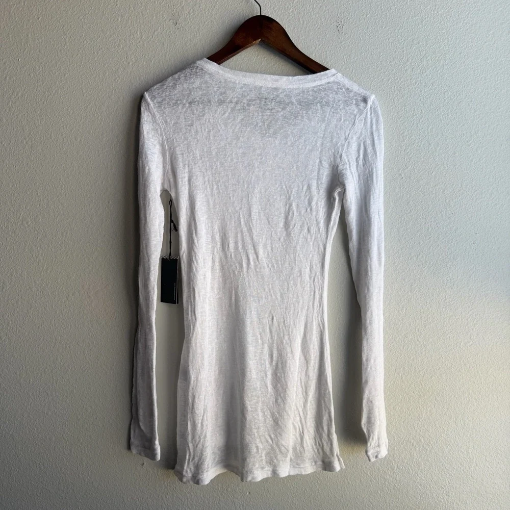 New Rails White Long Sleeve Henley Top V-Neck Made In USA Shirt Lightweight D - Picture 6 of 13